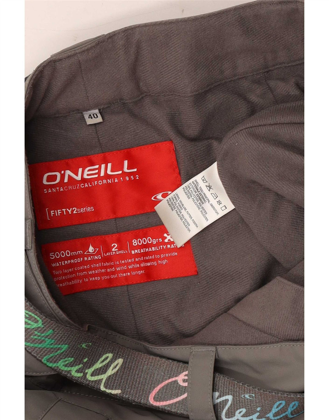Calça impermeável feminina O'Neill EU 40 poliéster cinza médio