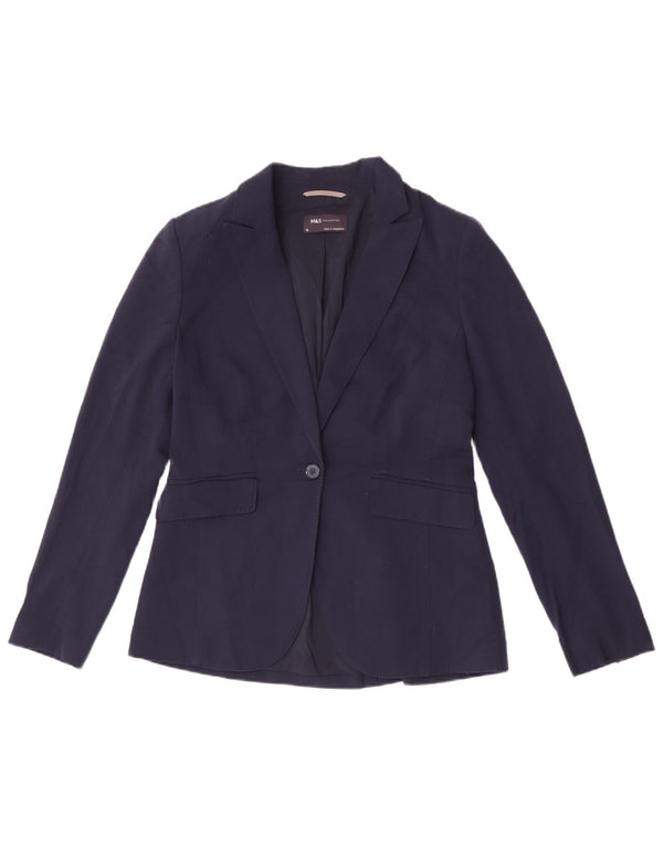 Jaqueta blazer feminina de 1 botão Marks & Spencer Reino Unido 10 pequena azul marinho