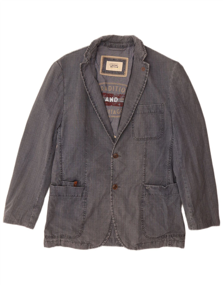 Jaqueta blazer masculina de 2 botões CAMEL ACTIVE IT 48 algodão xadrez azul médio