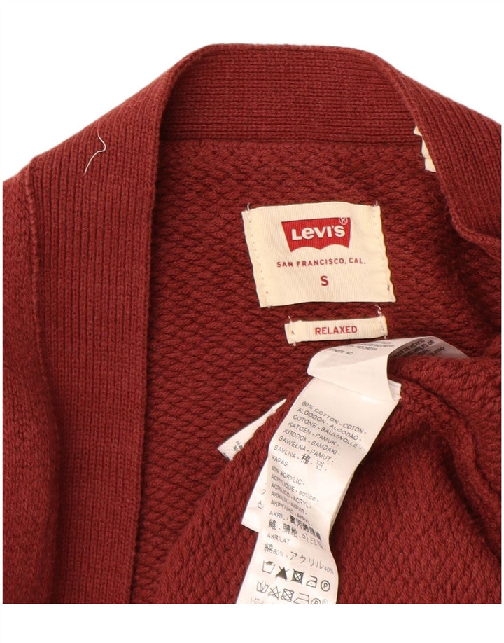 Suéter cardigã masculino oversized relaxado e listrado marrom pequeno da LEVI'S