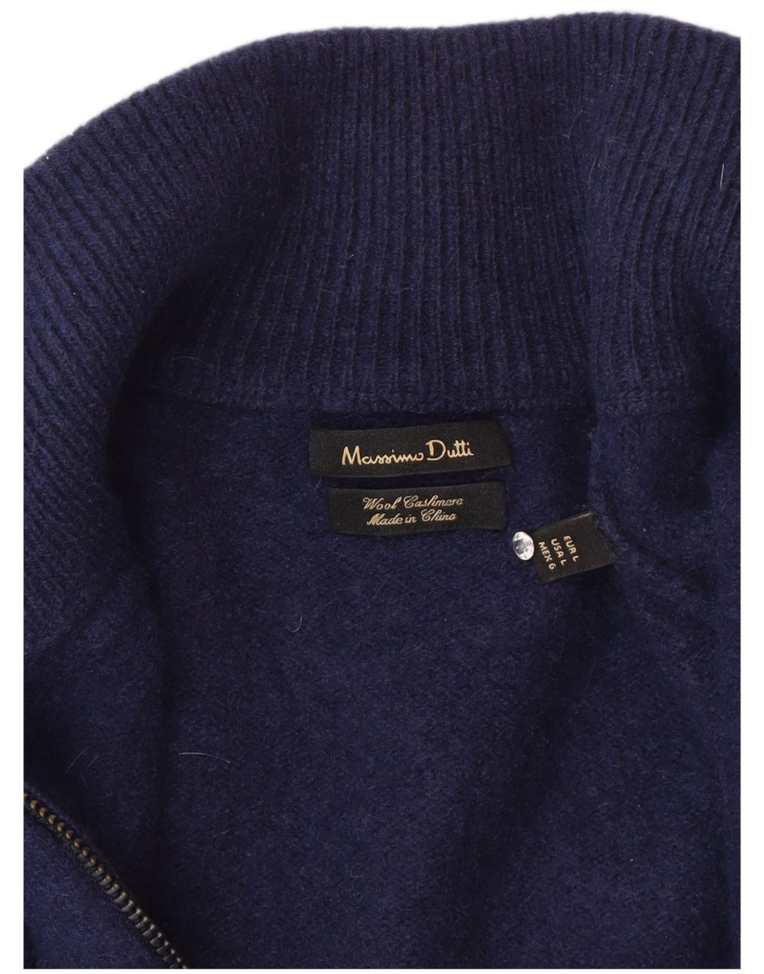 Suéter cardigã masculino Massimo Dutti grande lã azul marinho