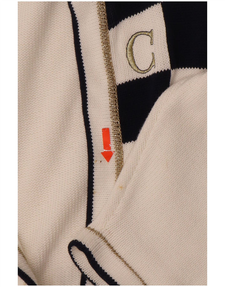 Suéter cardigã feminino VINTAGE oversized longline Reino Unido 14 médio branco