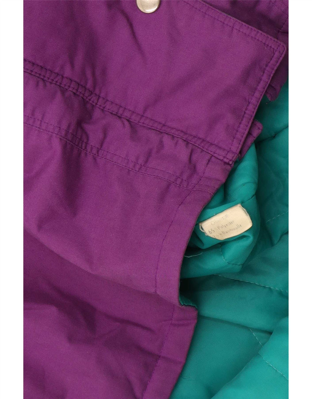 Jaqueta corta-vento feminina vintage UK 18 XL roxo Colourblock poliéster