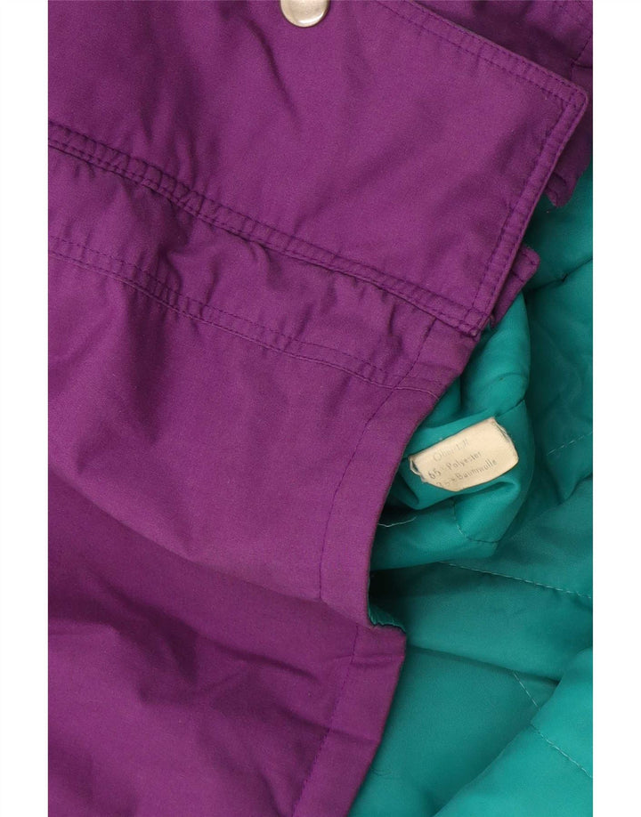 Jaqueta corta-vento feminina vintage UK 18 XL roxo Colourblock poliéster