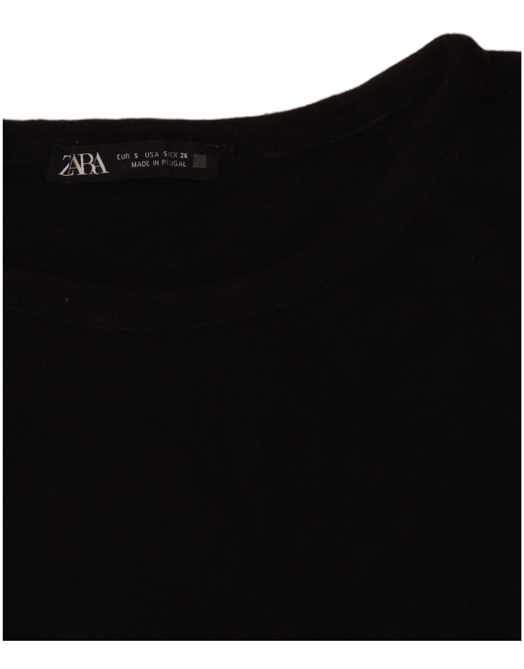 Zara Top feminino manga 3/4 Reino Unido 10 pequeno preto