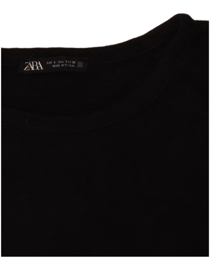 Zara Top feminino manga 3/4 Reino Unido 10 pequeno preto