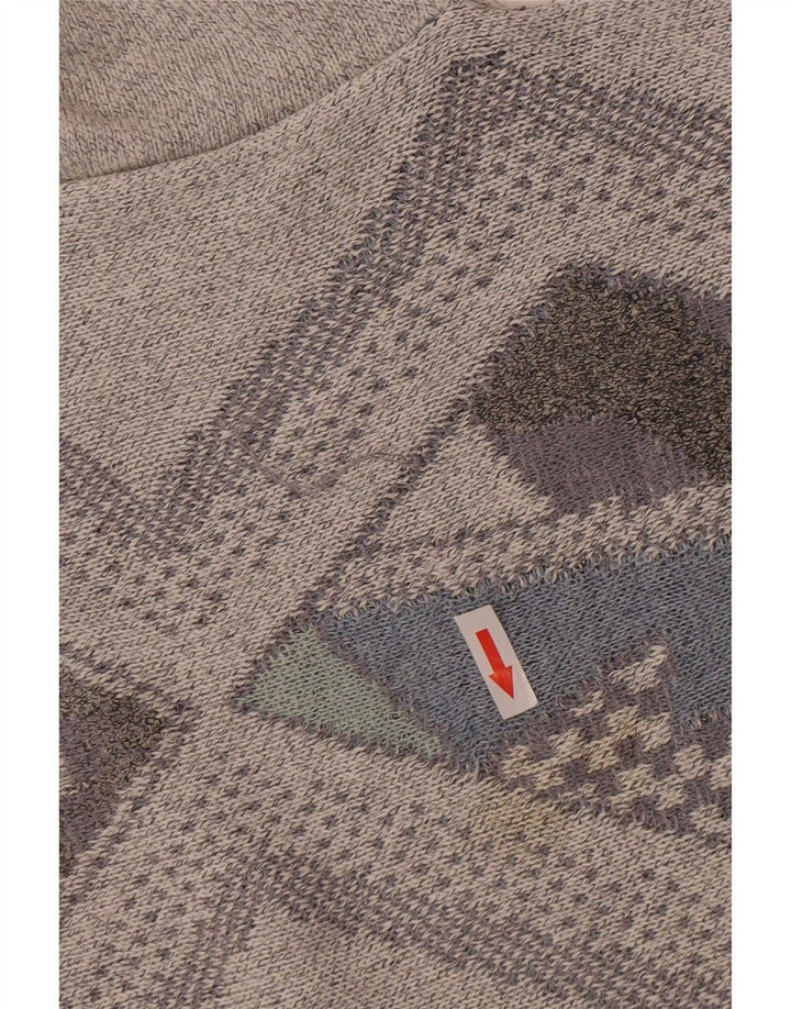 Suéter masculino vintage com gola redonda e ajuste regular grande cinza argyle/diamante
