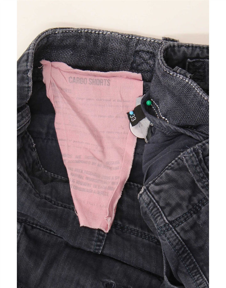 Shorts cargo masculino vintage W33 algodão azul marinho médio