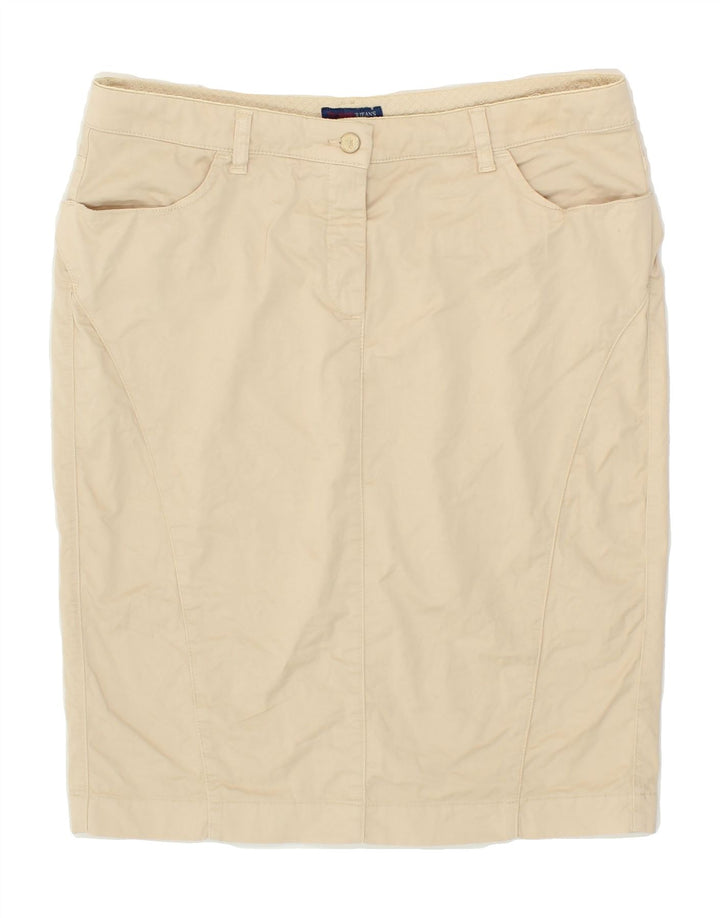 TRUSSARDI Womens Straight Skirt IT 46 Large W32  Beige Cotton Vintage Trussardi and Second-Hand Trussardi from Messina Hembry 