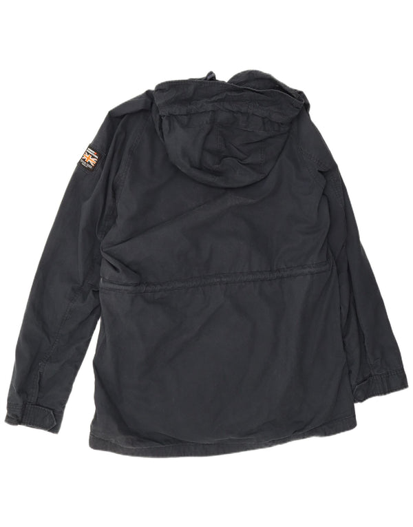 Jaqueta Parka masculina Superdry com capuz UK 46 3XL algodão azul marinho