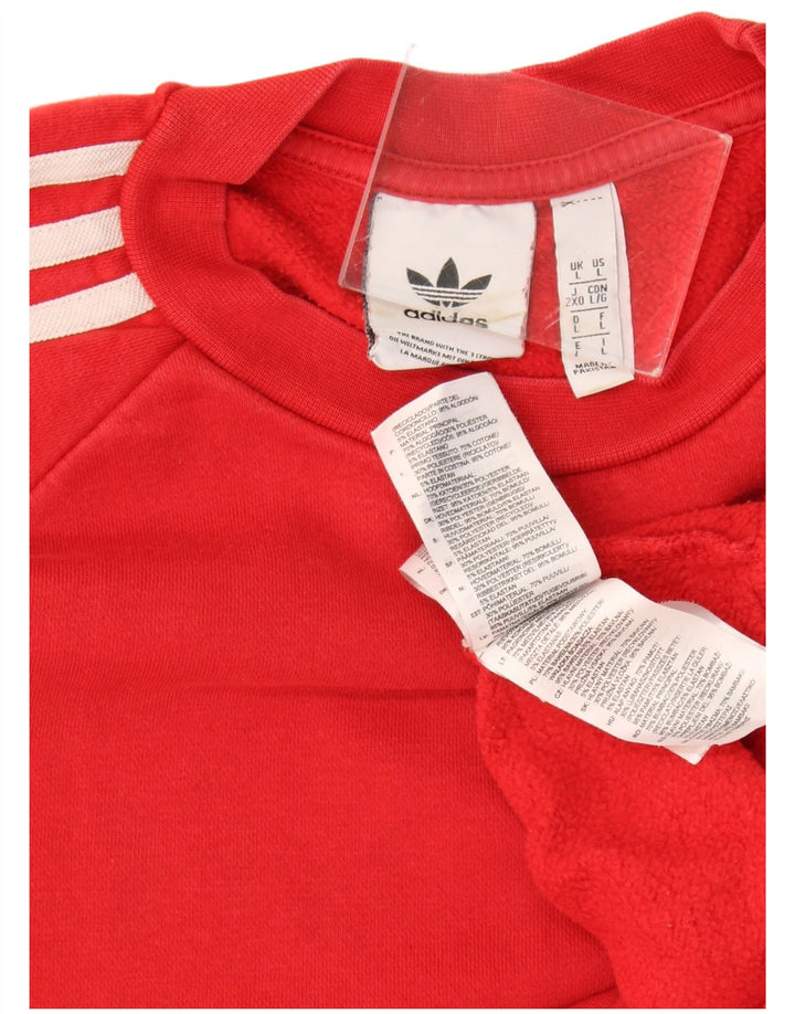 Adidas Mens Moletom Jumper Grande Algodão Vermelho