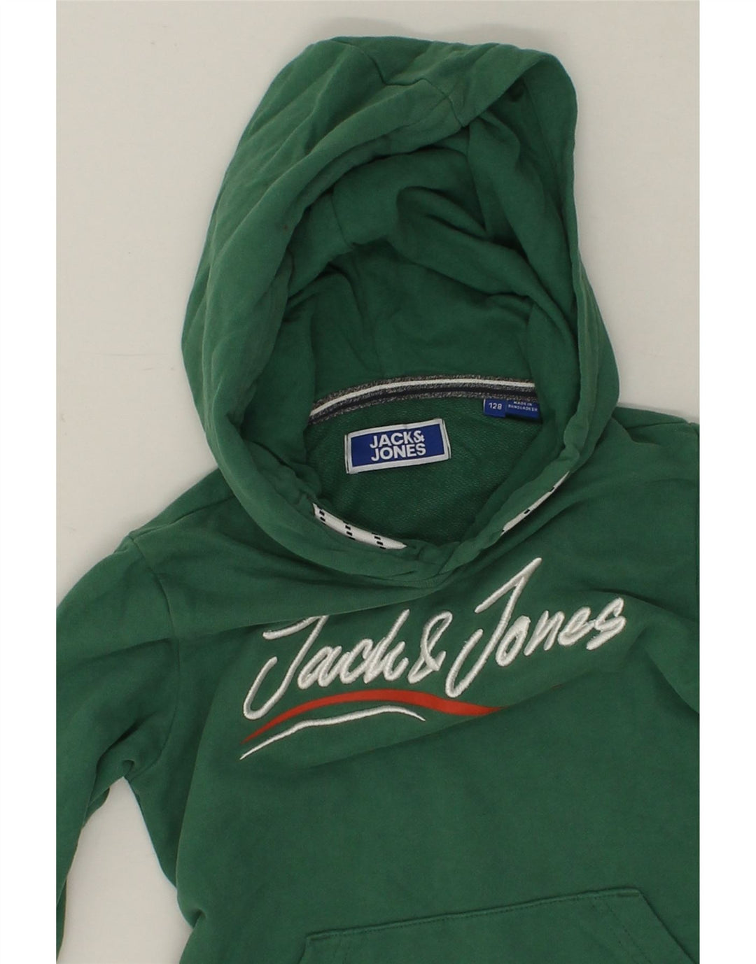 JACK & JONES Boys Graphic Hoodie Jumper 7-8 Years Green Cotton Vintage Jack & Jones and Second-Hand Jack & Jones from Messina Hembry 