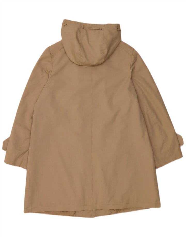 Sobretudo feminino vintage com capuz UK 16 poliéster bege grande