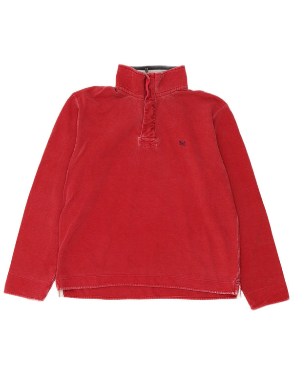 Crew Clothing Mens Zip Neck Moletom Jumper Médio Algodão Vermelho