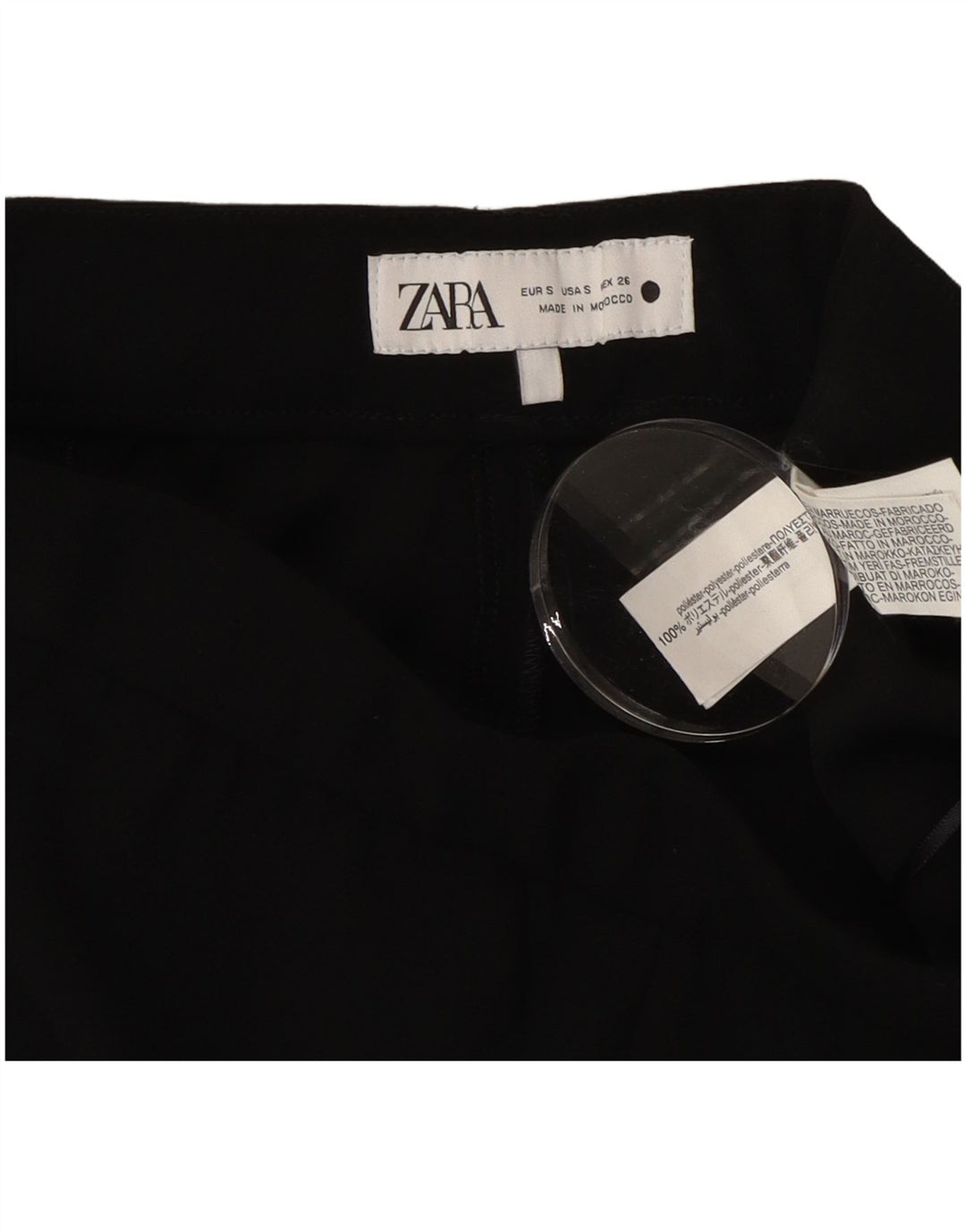 Zara Calça feminina casual bootcut pequena W26 L28 poliéster preto