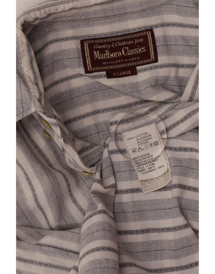 Camisa masculina de manga curta Marlboro Classics XL cinza listrado algodão