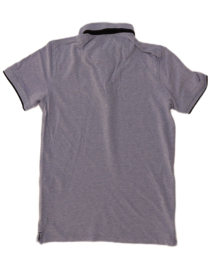 Camisa polo masculina JACK & JONES pequena de algodão manchado azul