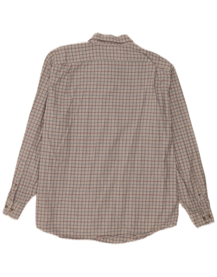 Camisa masculina Eddie Bauer de ajuste relaxado XL branco xadrez algodão