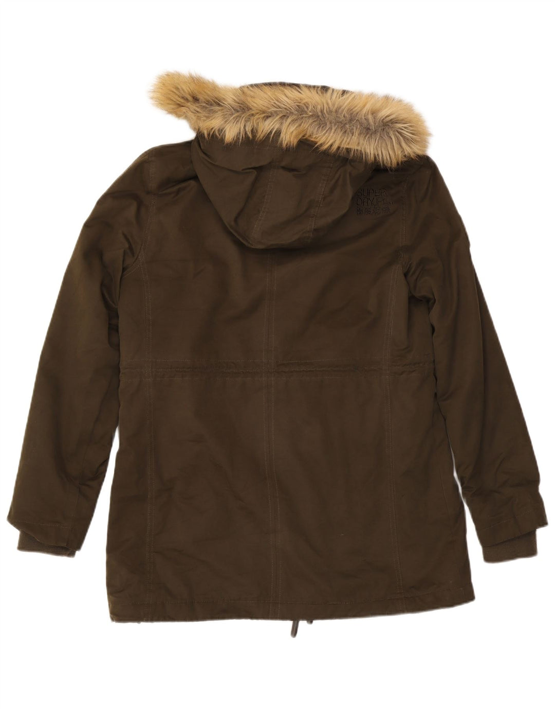 Jaqueta parka feminina SUPERDRY com capuz UK 18 XL cáqui poliéster