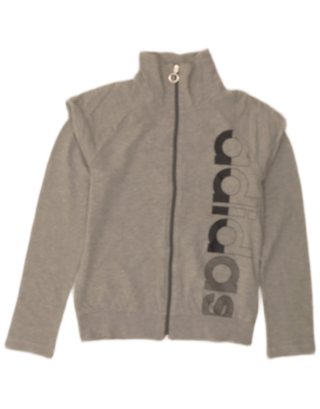 ADIDAS Womens Graphic Tracksuit Top Jacket UK 14 Médio Cinza Algodão