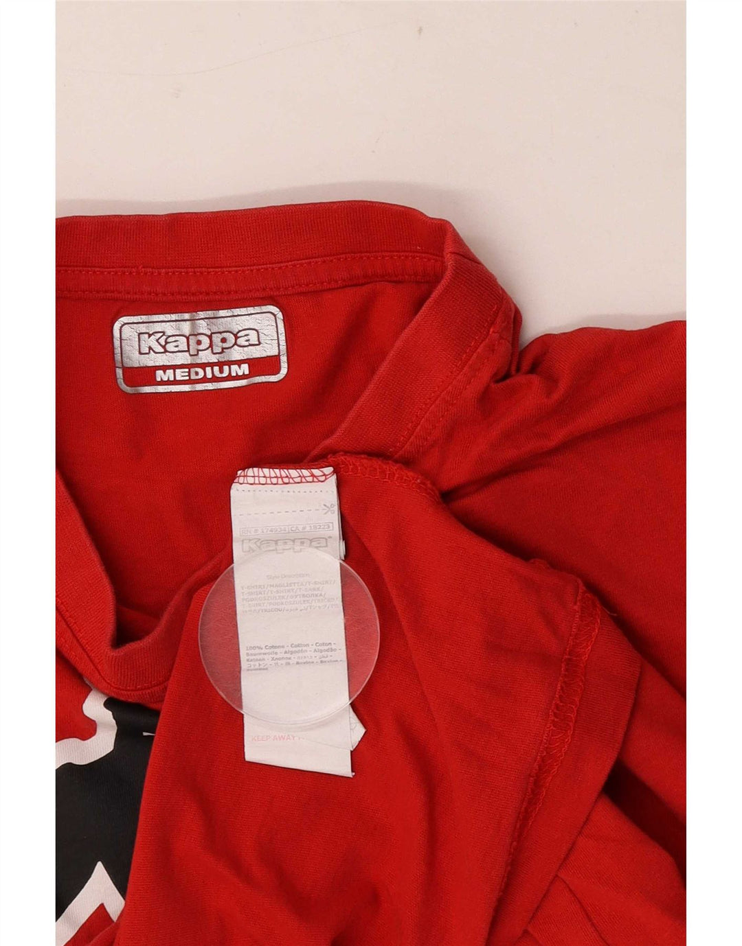Camiseta masculina Kappa manga curta regular gráfica top médio algodão vermelho