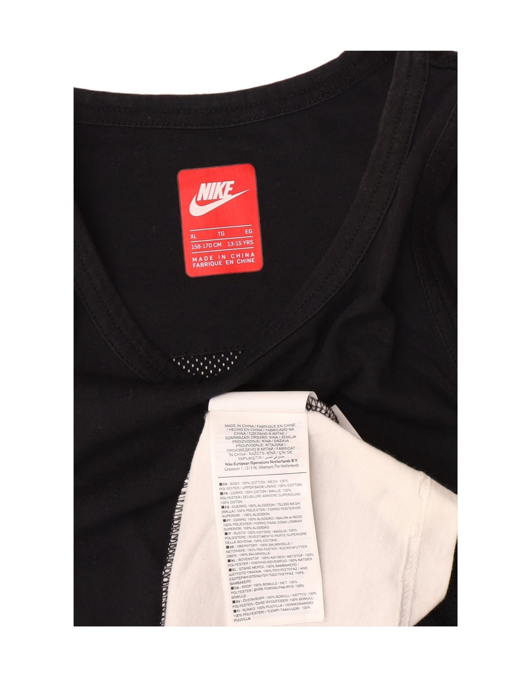 NIKE Boys Graphic Vest Top 13-14 Anos XL Preto Colourblock Algodão