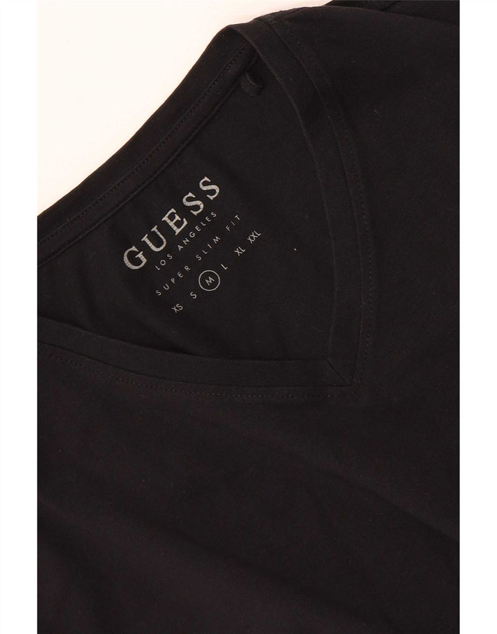 Guess Mens Camiseta Super Slim Fit Top Médio Preto