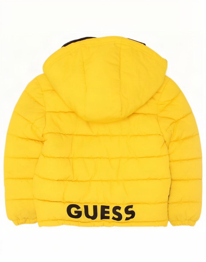 Casaco acolchoado com capuz gráfico Guess Boys 3-4 anos poliéster amarelo