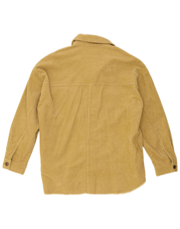 Camisa feminina de veludo cotelê Zara UK 10 pequeno algodão amarelo