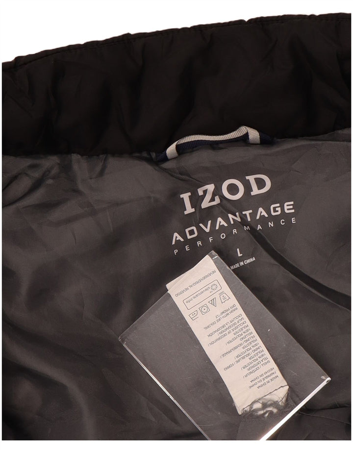 Colete acolchoado masculino IZOD UK 40 grande poliéster preto