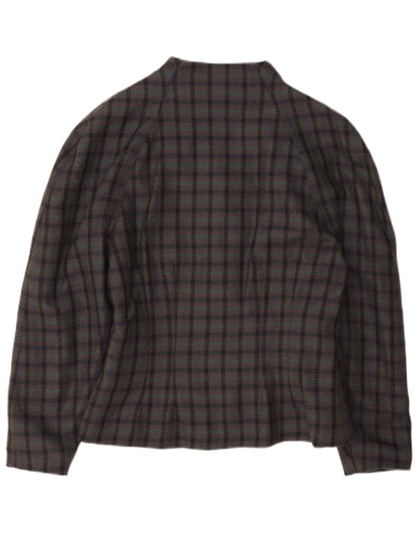 Jaqueta blazer feminina preta Molly com 3 botões IT 44 lã xadrez cinza médio