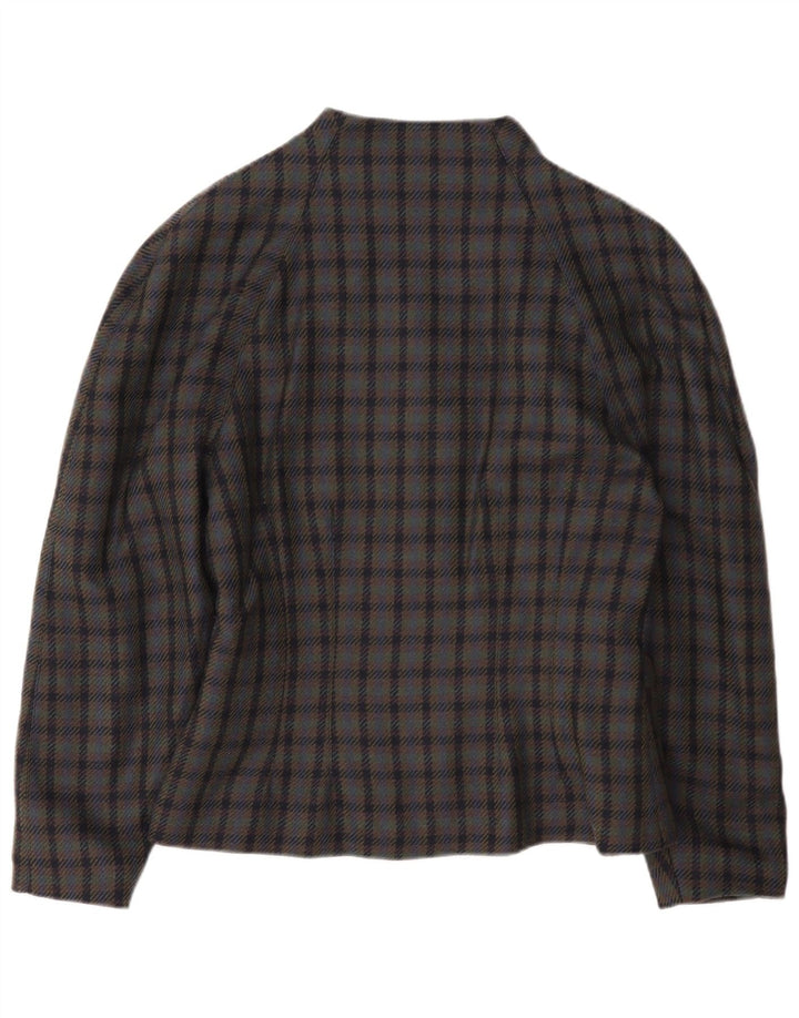 Jaqueta blazer feminina preta Molly com 3 botões IT 44 lã xadrez cinza médio