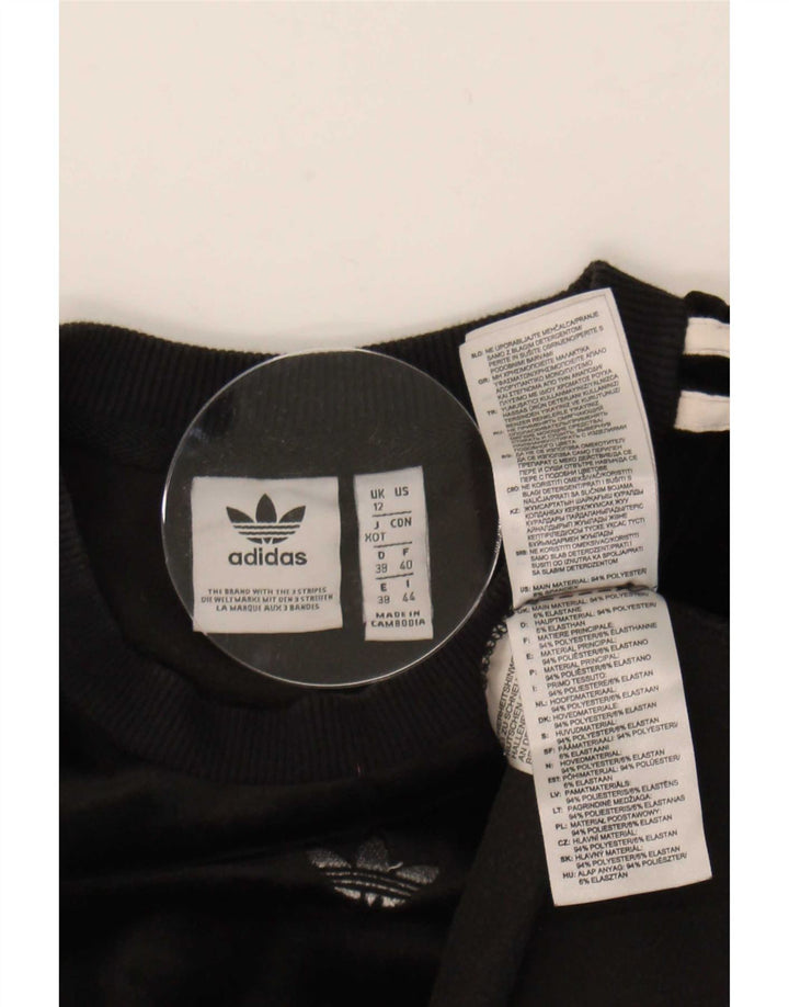 Adidas Mulher Velour Top Manga Longa UK 12 Médio Preto Poliéster