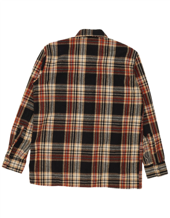 Camisa masculina de flanela vintage tamanho 39 poliacrílico xadrez multicolorido médio