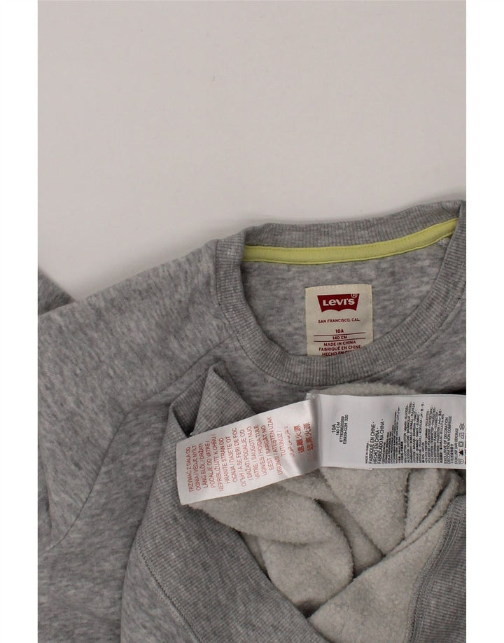 LEVI'S Girls Graphic Sweatshirt Jumper 9-10 Years Grey Cotton Vintage Levi's and Second-Hand Levi's from Messina Hembry 