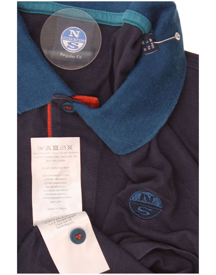 Camisa polo masculina de manga comprida North Sails médio azul marinho colorblock