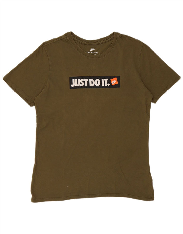 Camiseta Nike masculina gráfica Top médio algodão cáqui