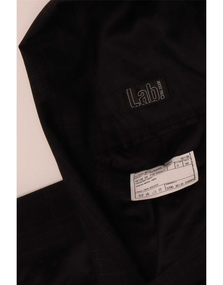 Jaqueta blazer masculina Pal Zileri com 2 botões IT 50 lã virgem xadrez preta grande