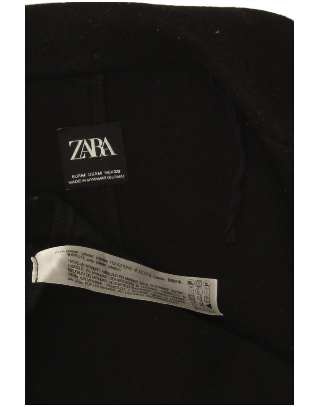 Sobretudo aberto feminino Zara UK 14 poliéster preto médio