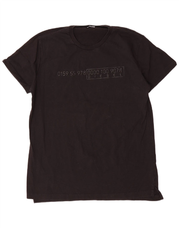 Diesel Camiseta masculina gráfica Top 2XL algodão preto