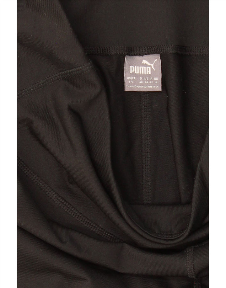 PUMA Womens Crop Leggings UK 14 Large Black Vintage Puma and Second-Hand Puma from Messina Hembry 