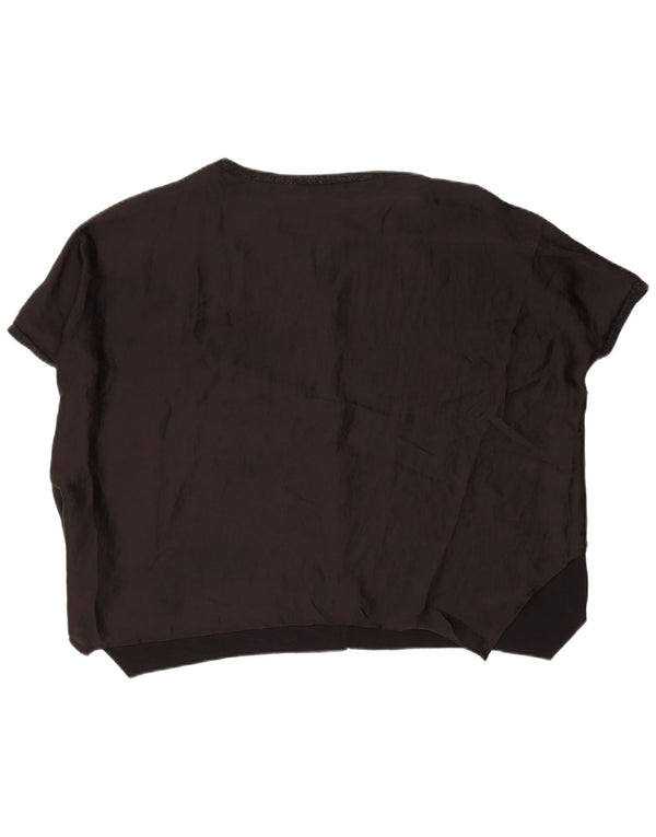 Zara blusa feminina oversized top UK 14 médio preto