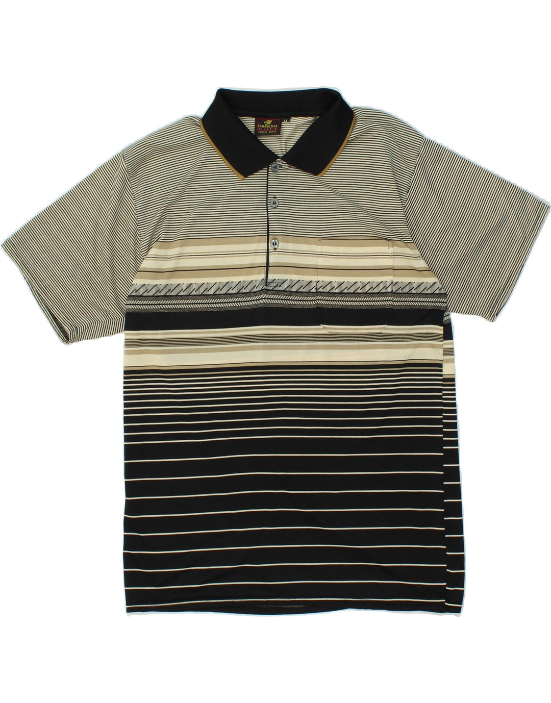 Camisa polo masculina VINTAGE poliéster listrado cinza médio