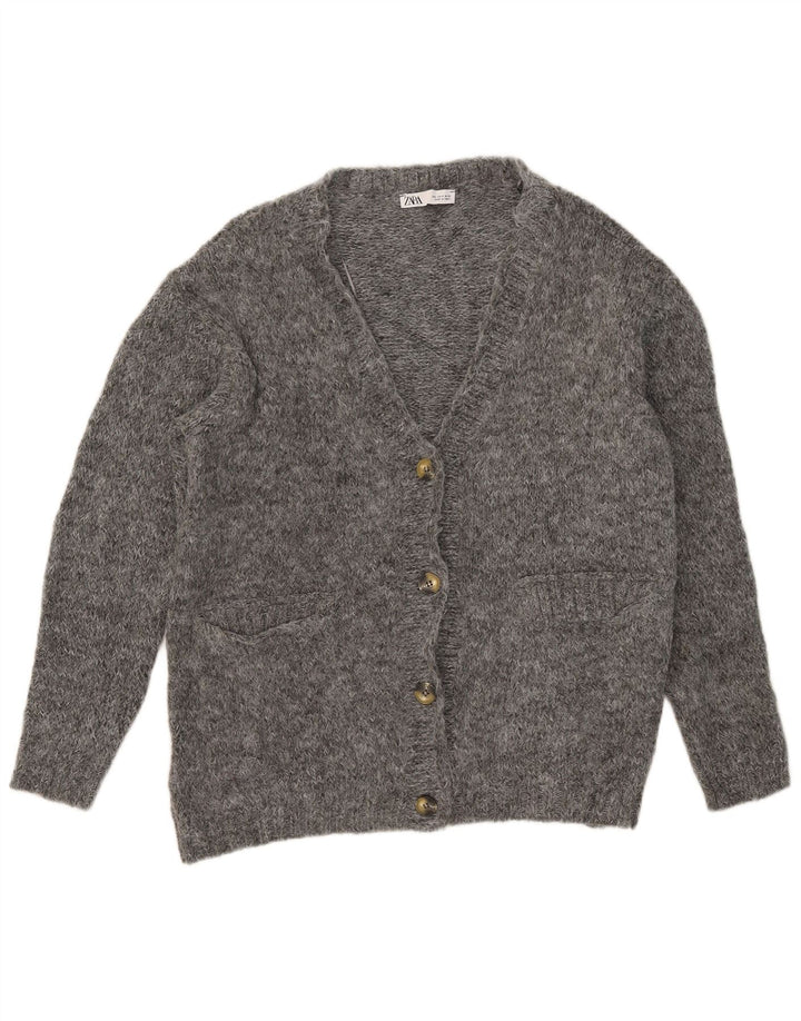 Zara Suéter Cardigan Oversized Feminino Reino Unido 10 Pequeno Cinza