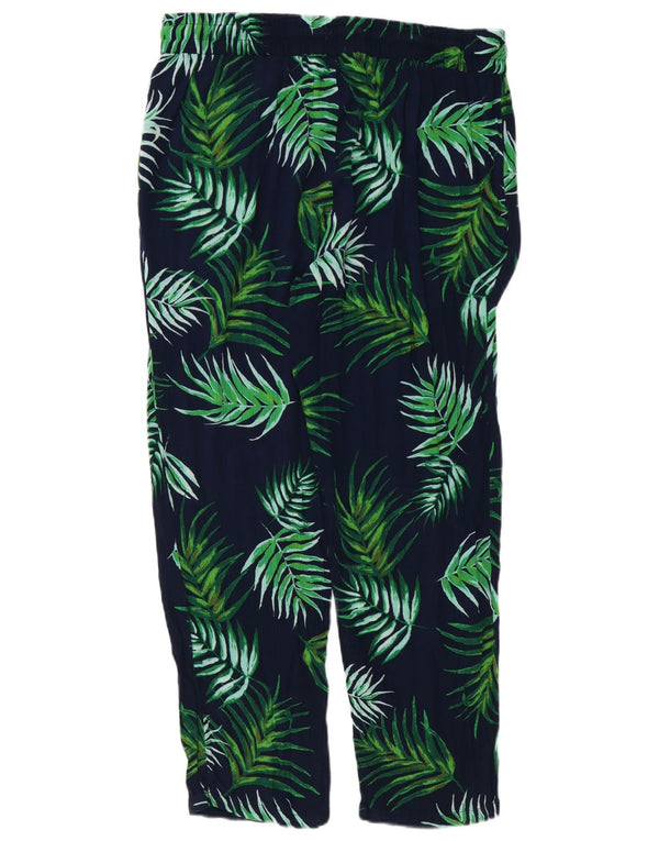 Calça casual feminina Marks & Spencer UK 14 grande W34 L28 azul marinho floral