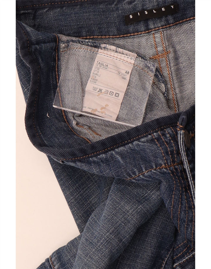 Sisley Mens Cargo Denim Shorts IT 48 Médio W34 Azul Algodão