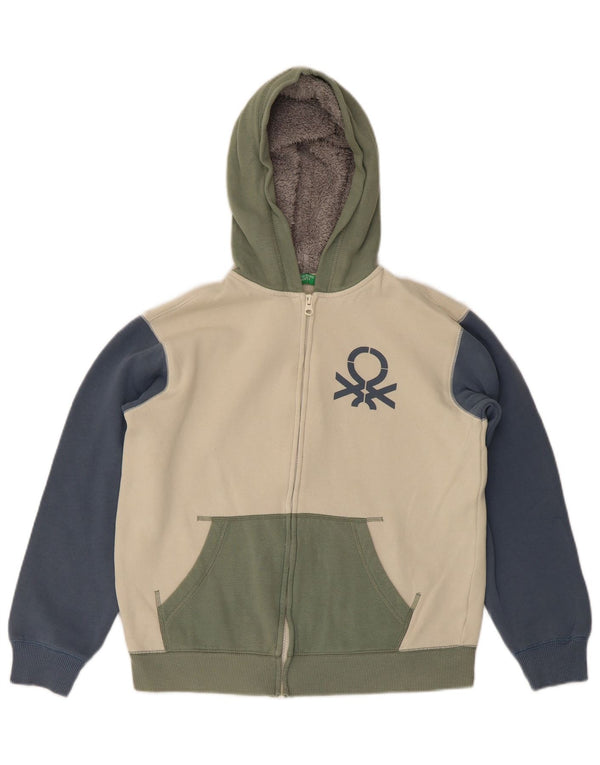 Suéter Benetton Boys Zip com capuz 11-12 anos 2XL Colorblock multicolorido