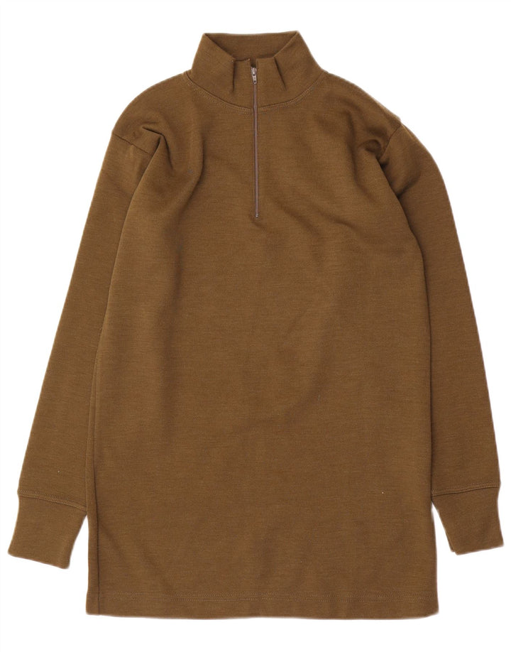 Suéter vintage masculino com zíper e gola em poliamida cáqui médio