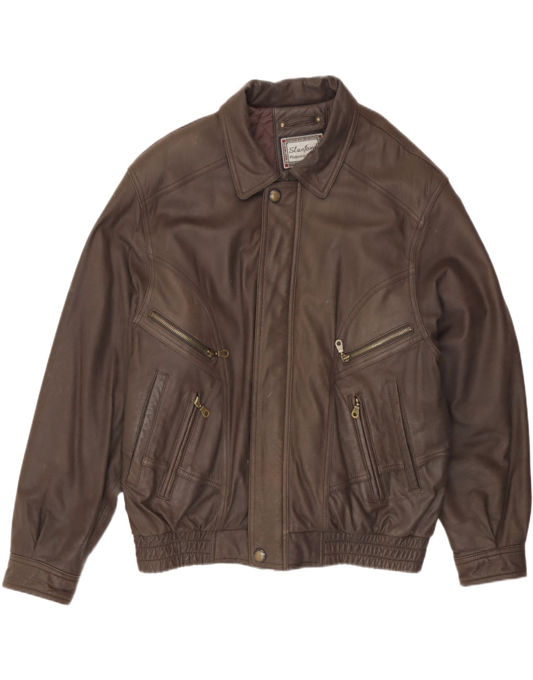 Jaqueta de couro masculina Stanford EU 54 2XL couro marrom