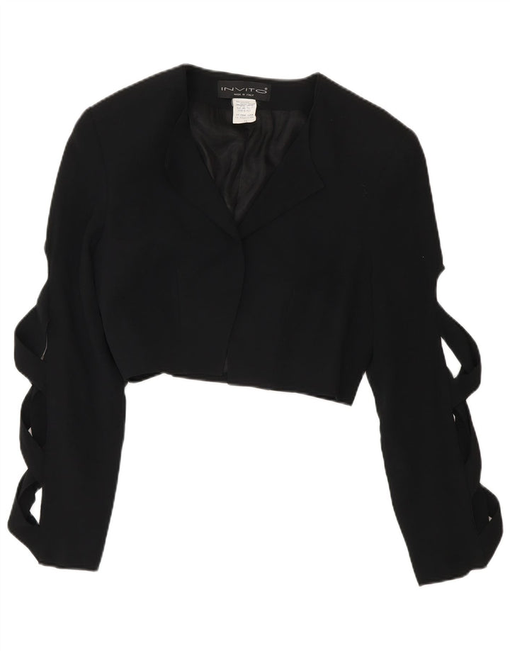 Jaqueta Bolero Feminina Vintage IT 44 Acetato Preto Médio